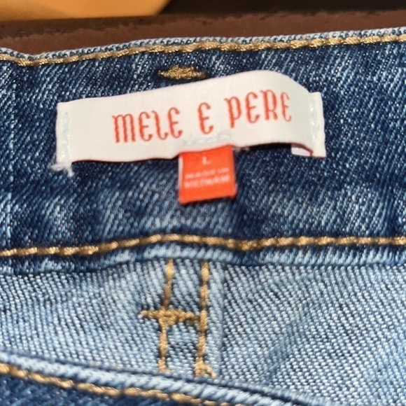 Women's High Waisted Denim Jeans Shorts Size Large Denim Belt Mele E Pere - Picture 8 of 8